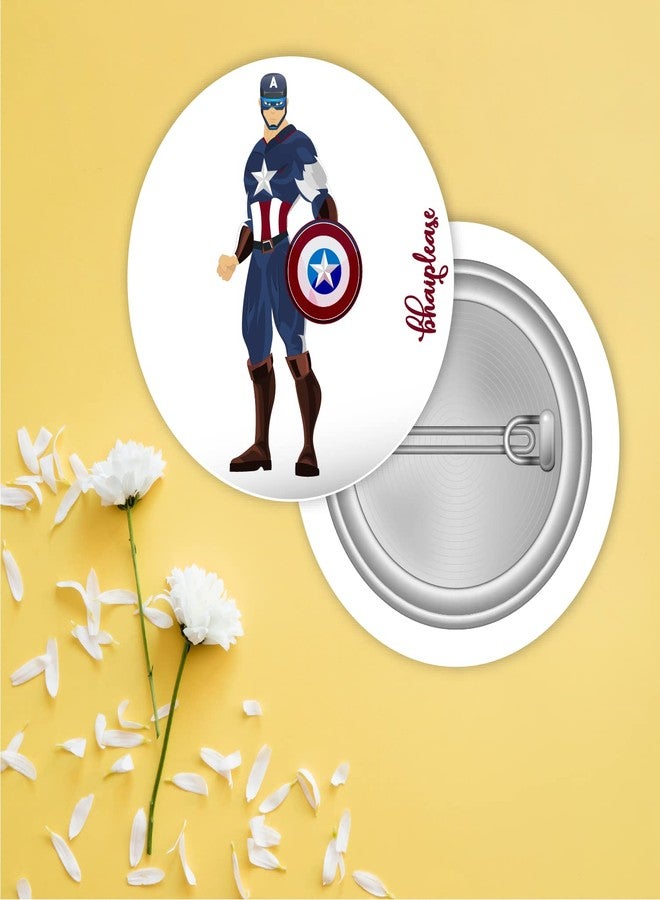 Bhai Please Captain America Pin Badges | 44mm Round Shaped Pin- Badge | Pin-Back Button Badge | Gift for Birthday, Events (Pack of 25) - Image 2